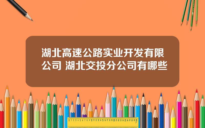 湖北高速公路实业开发有限公司 湖北交投分公司有哪些